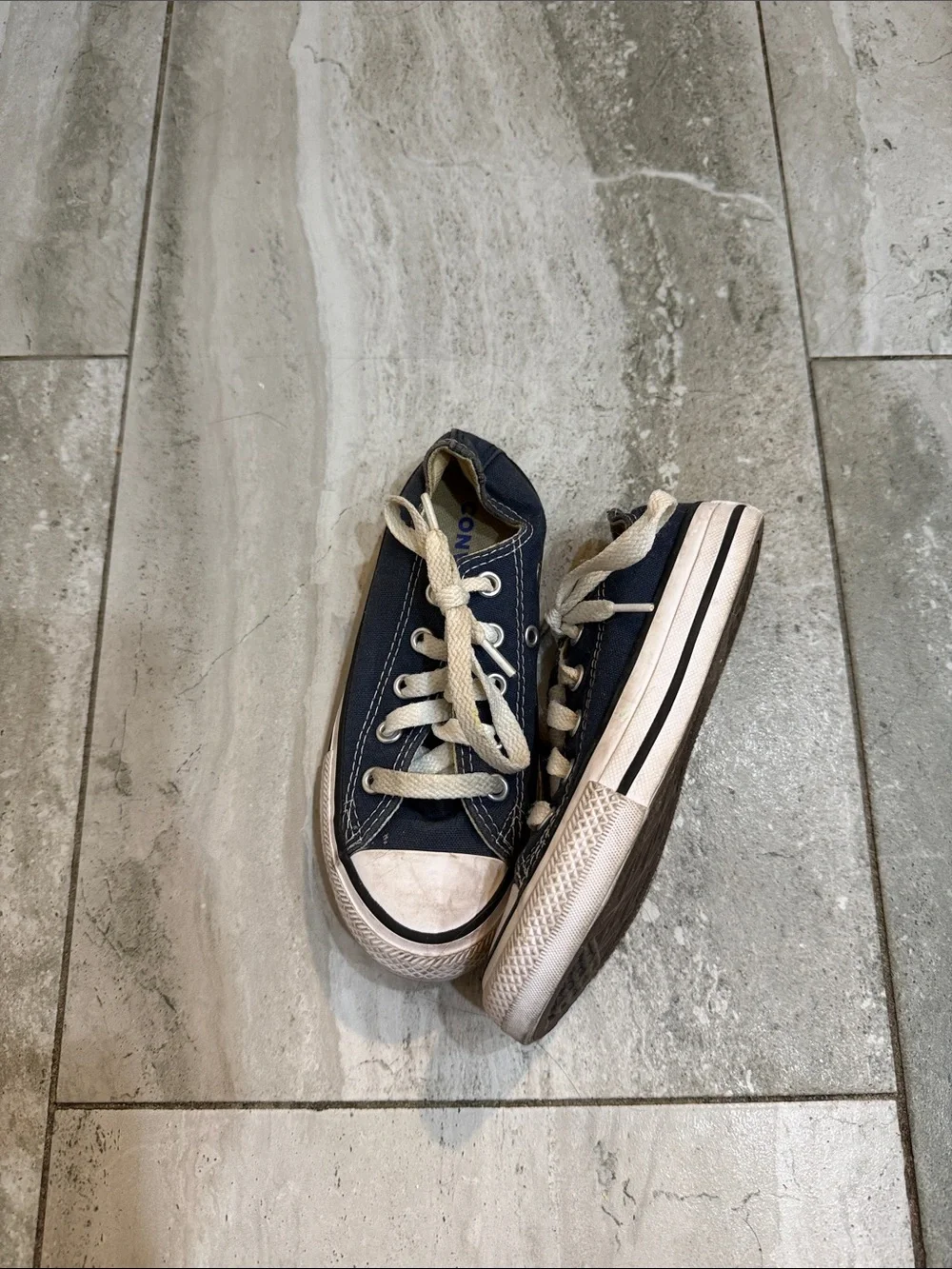 Converse Navy and Cream Low-Top Kids Sneakers